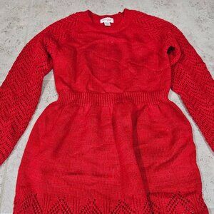 Cat & Jack Girls Sz M 7/8 Red Sweater Dress